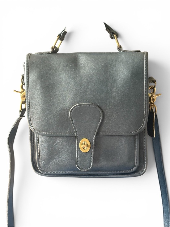 Coach Handbags - Vintage Coach two way bag Navy leather with brass hard wear made around 1970